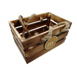 Ящик деревянный с обжигом и веревочными ручками